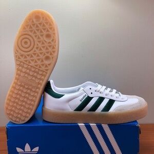 adidas Originals Sambae Leather Sneakers 'White Green Gum' ID0440 Womens Size 11